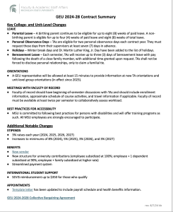 Screen shot of GEU 2024-2028 contract summary